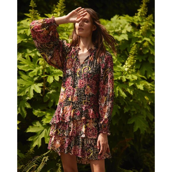 NWT $698 KOBI HALPERIN DRESS XL Alessi Printed Dress SHIMMER JACQUARD new